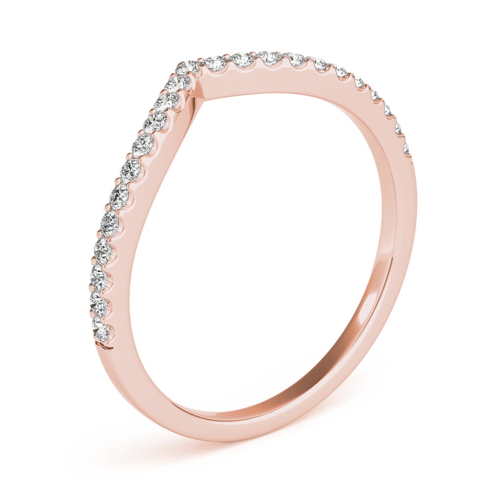 Chevron Diamond Wedding Band (0.19 ct. tw.), Angle view in rose gold