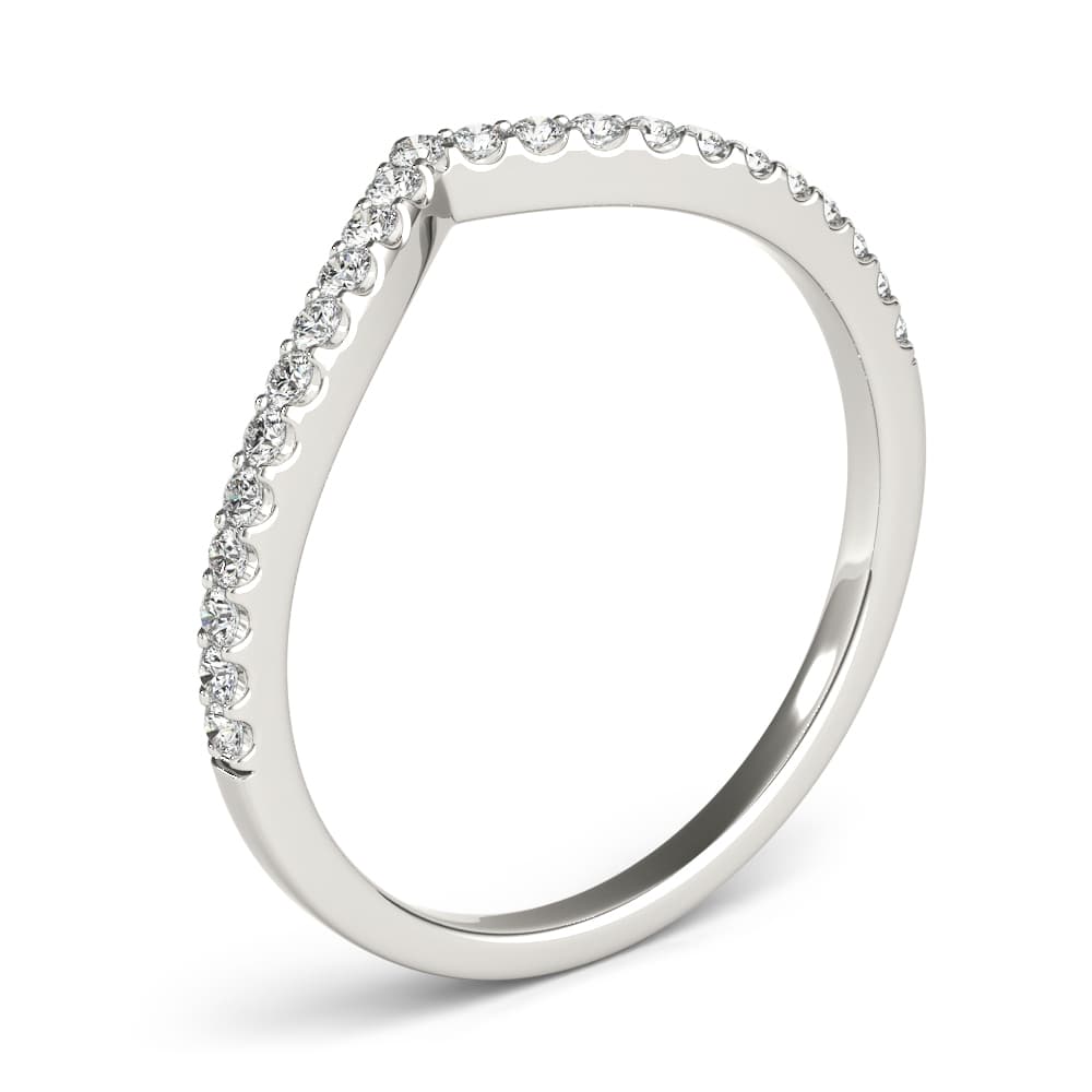 Chevron Diamond Wedding Band (0.19 ct. tw.), Angle view in white gold or platinum