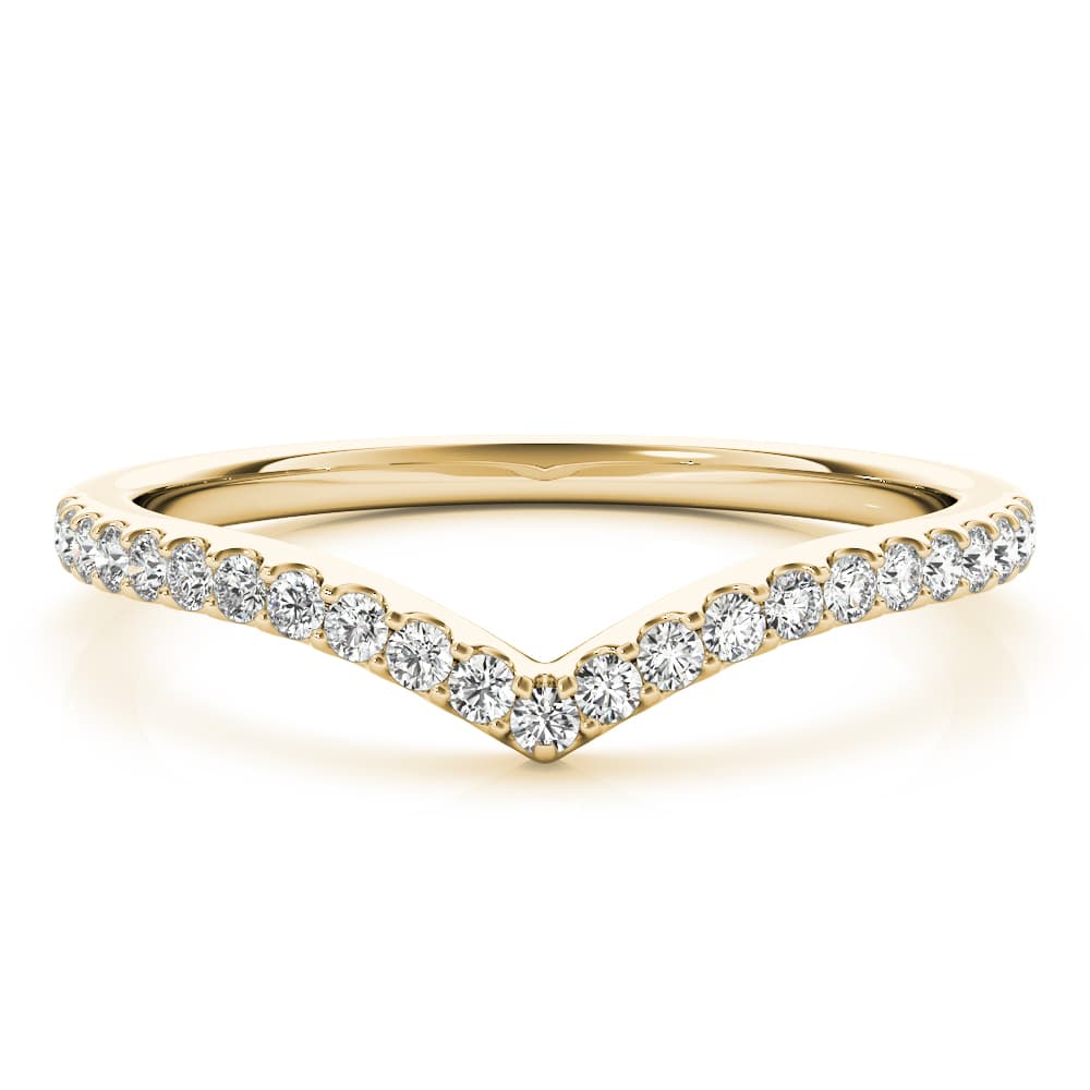 Chevron Diamond Wedding Band (0.19 ct. tw.), On hand view in yellow gold