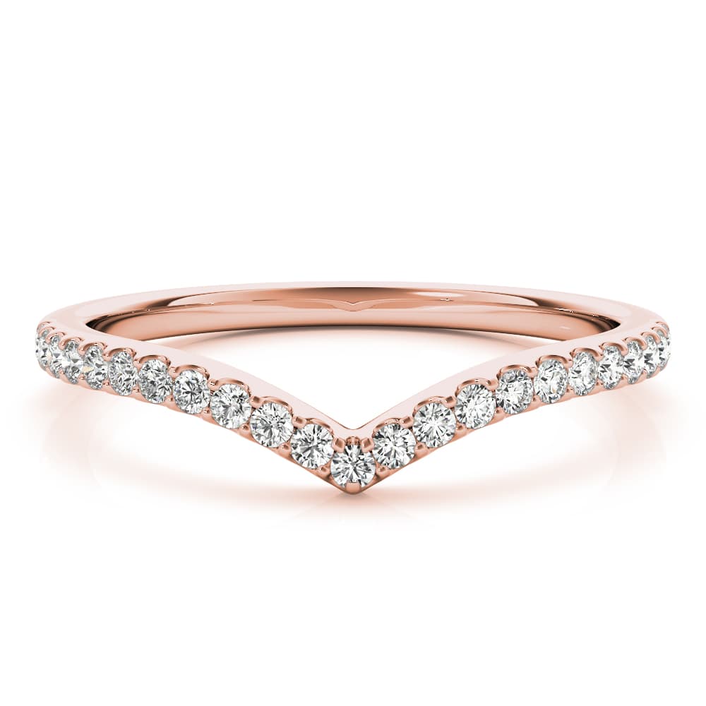 Chevron Diamond Wedding Band (0.19 ct. tw.), On hand view in rose gold