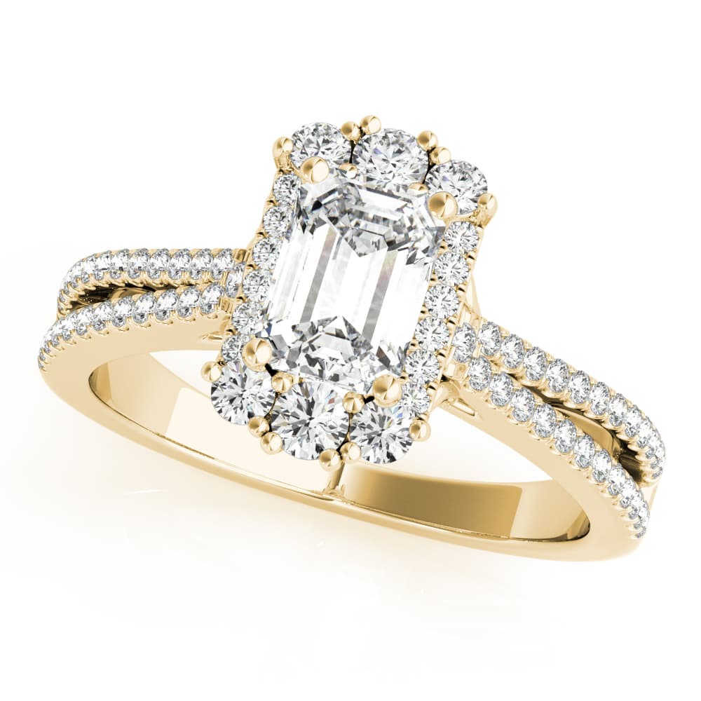 Emerald Cut Engagement, style 85145, Front view in yellow gold