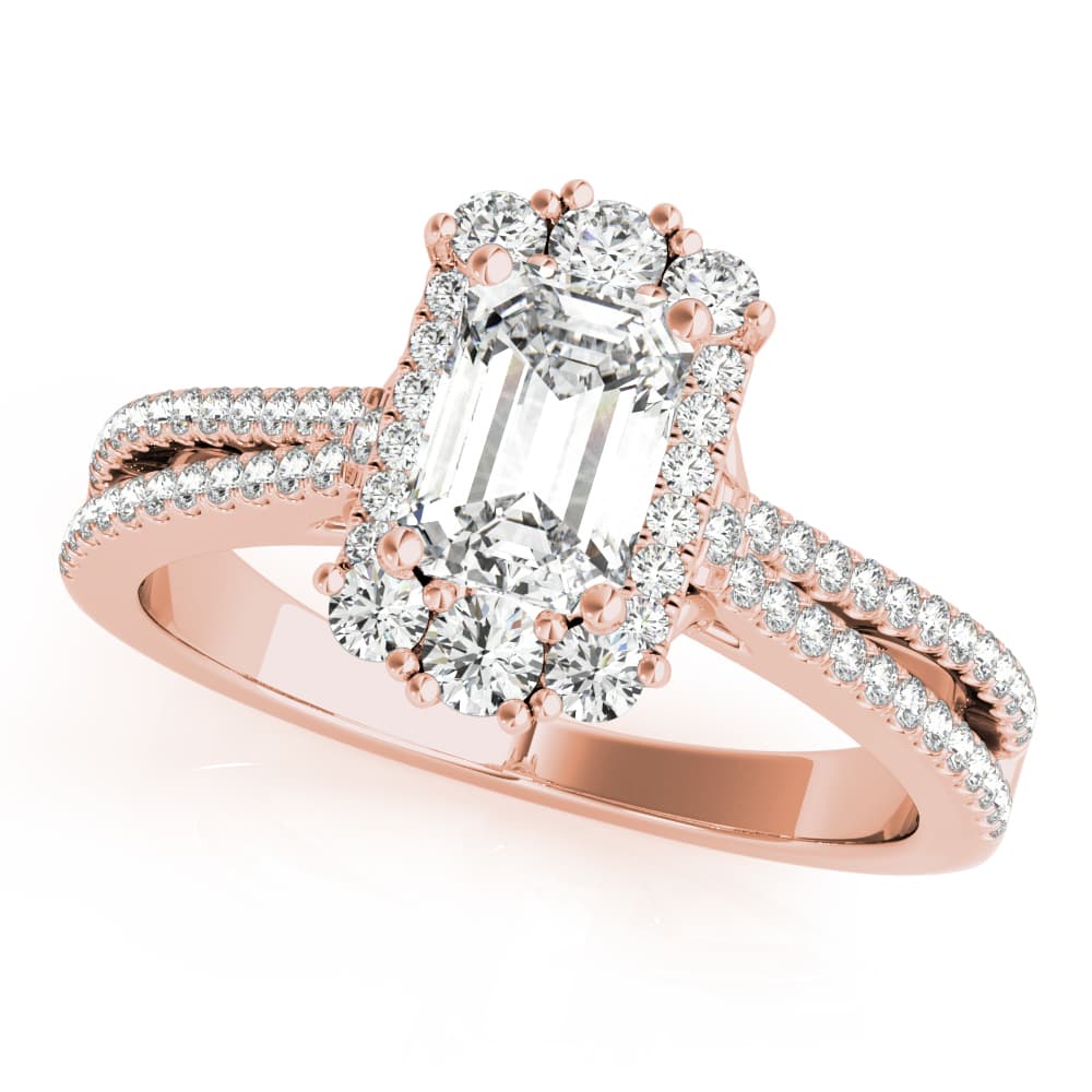 Emerald Cut Engagement, style 85145, Front view in rose gold