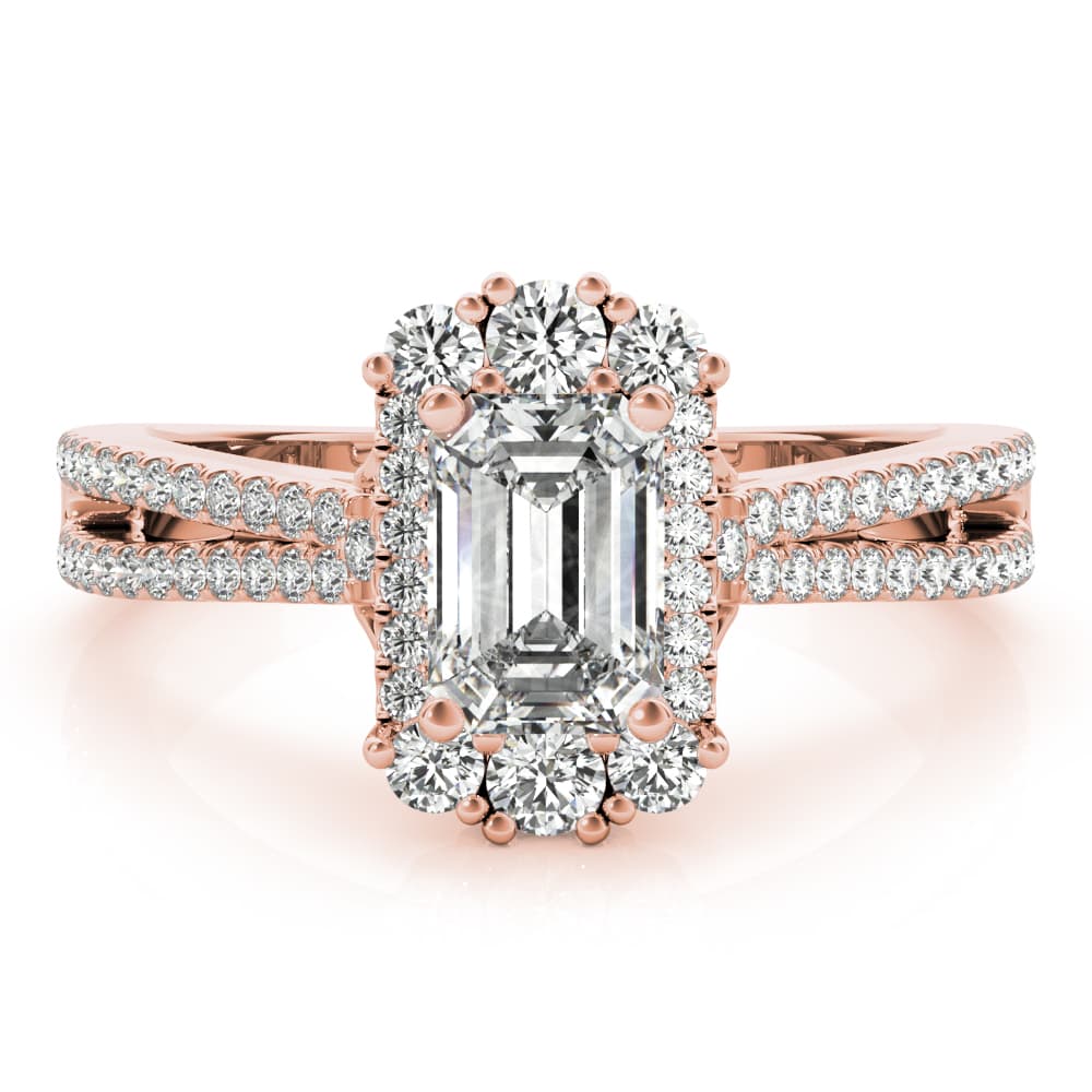 Emerald Cut Engagement, style 85145, On hand view in rose gold