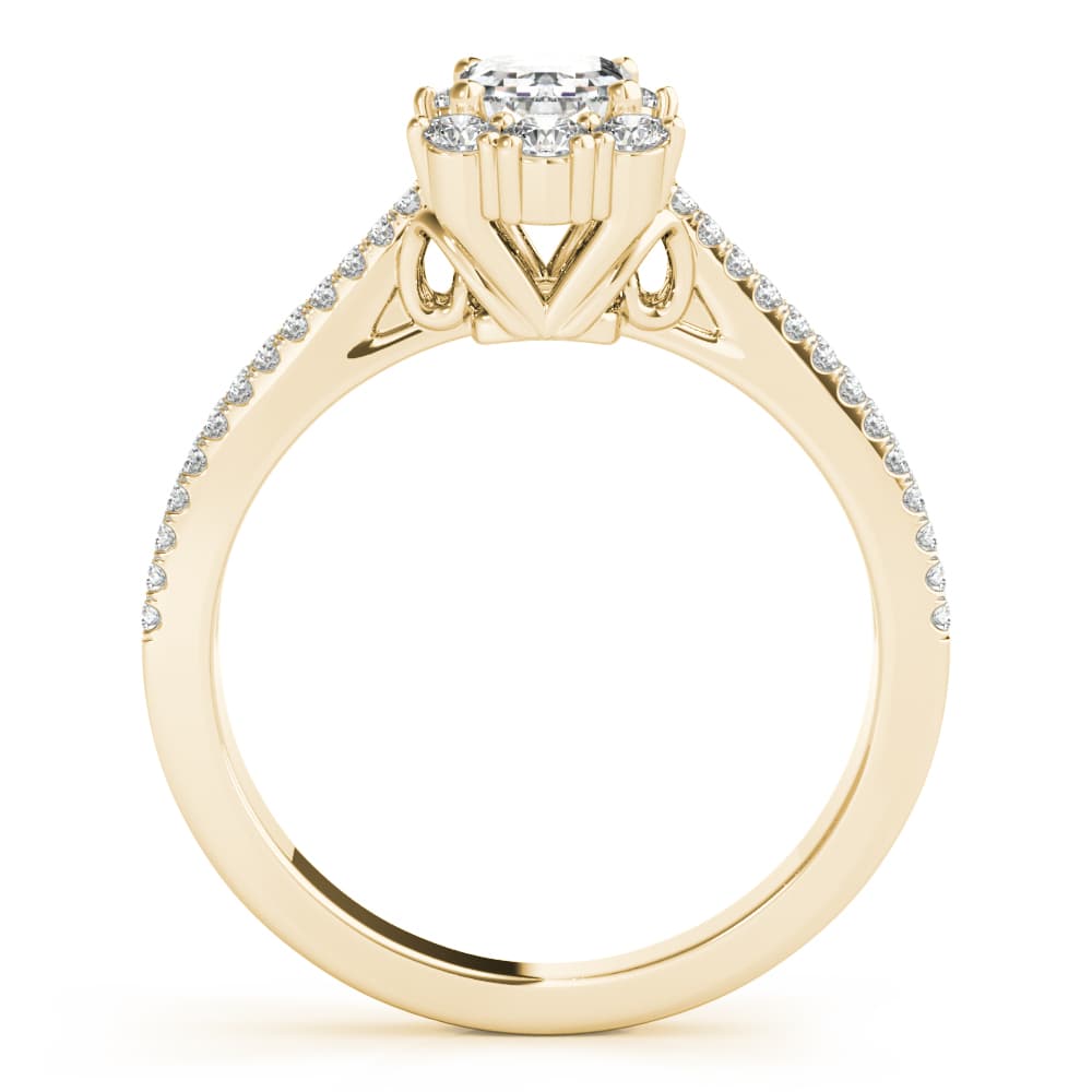 Emerald Cut Engagement, style 85145, Side view in yellow gold