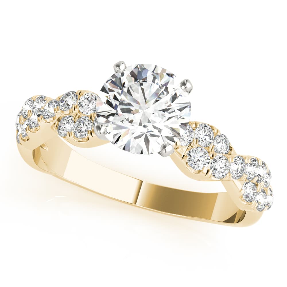 Solitaire Twisted Shank Engagement Ring, style 85149, Front view in yellow gold