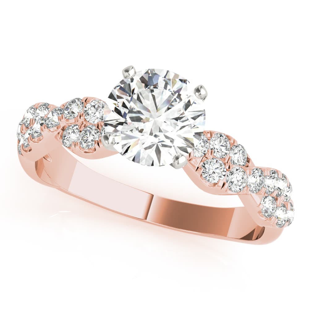 Solitaire Twisted Shank Engagement Ring, style 85149, Front view in rose gold