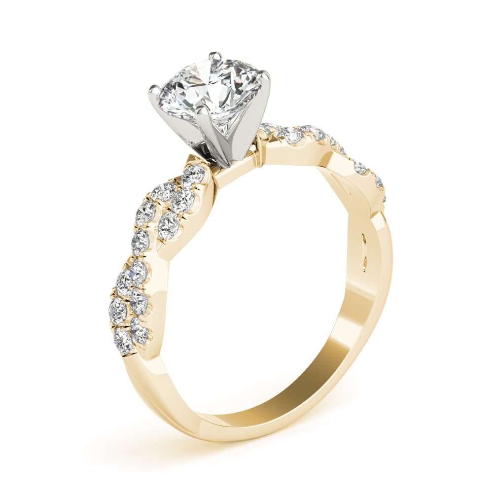 Solitaire Twisted Shank Engagement Ring, style 85149, Angle view in yellow gold