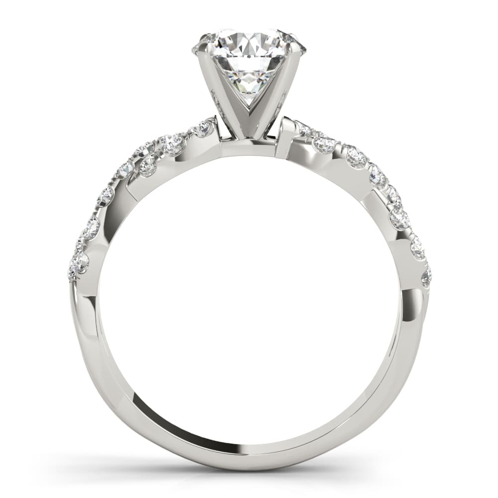 Solitaire Twisted Shank Engagement Ring, style 85149, Side view in white gold or platinum