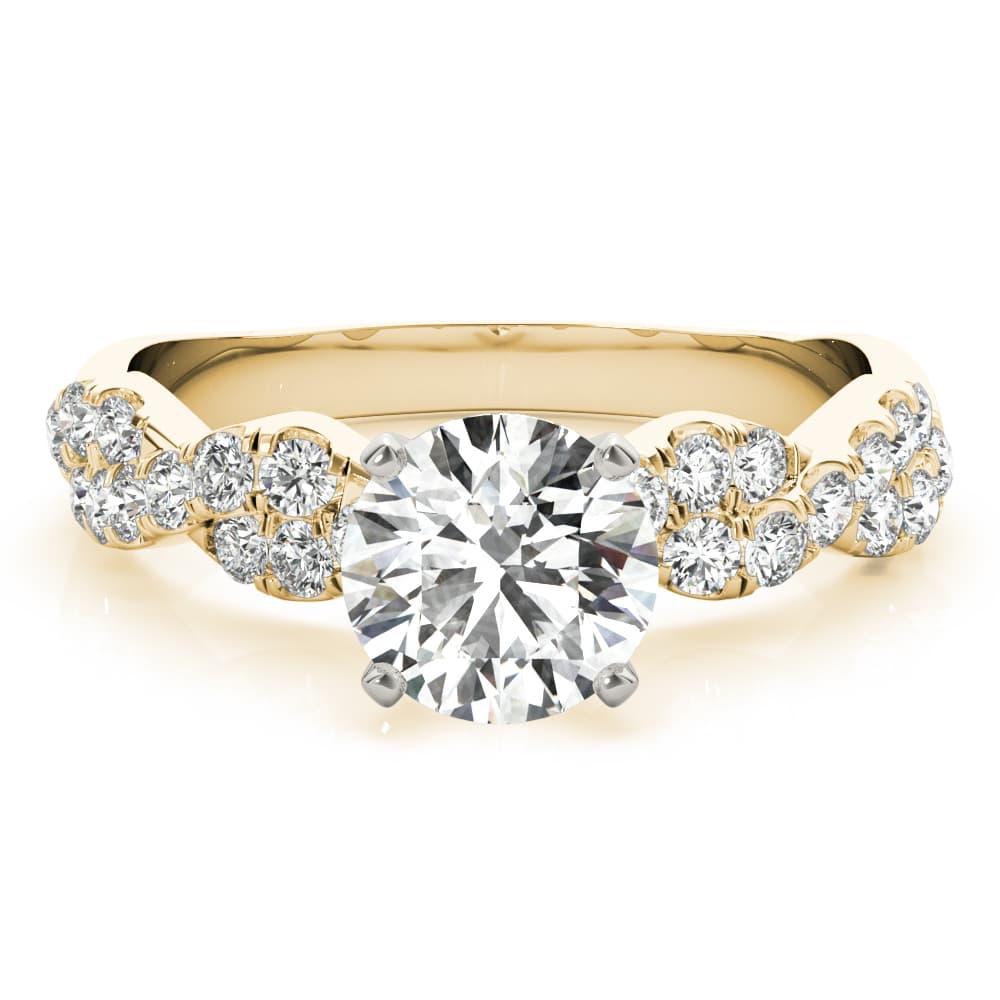 Solitaire Twisted Shank Engagement Ring, style 85149, Top view in yellow gold