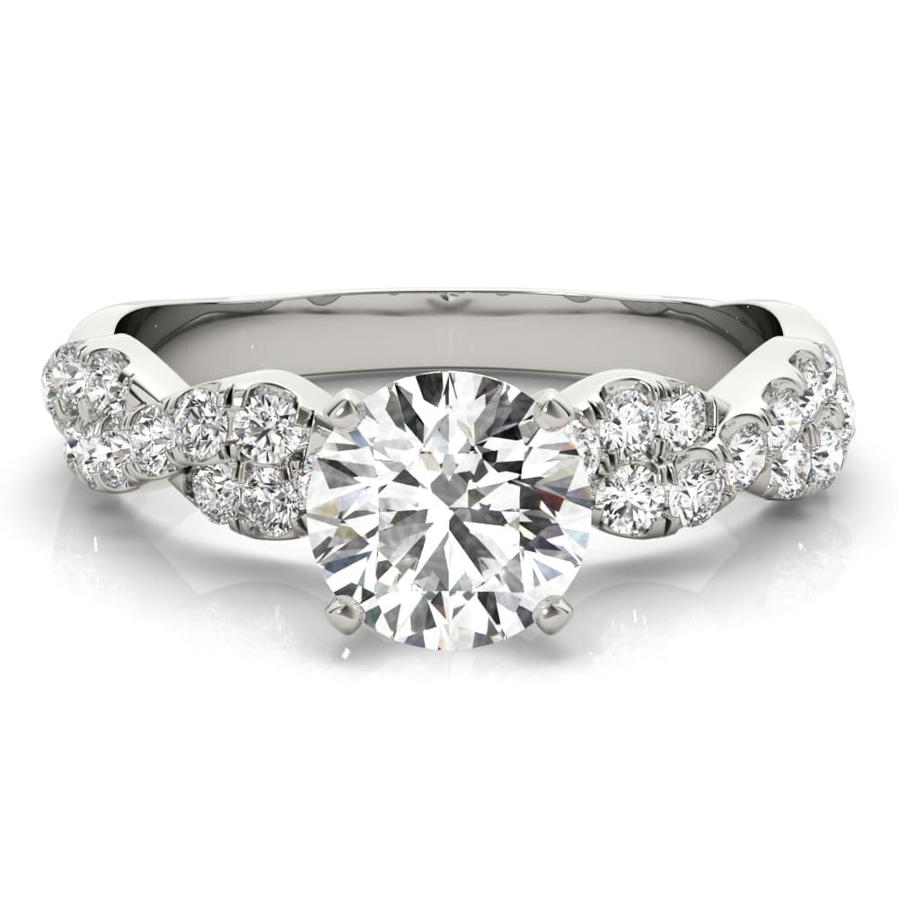 Solitaire Twisted Shank Engagement Ring, style 85149, Top view in white gold or platinum