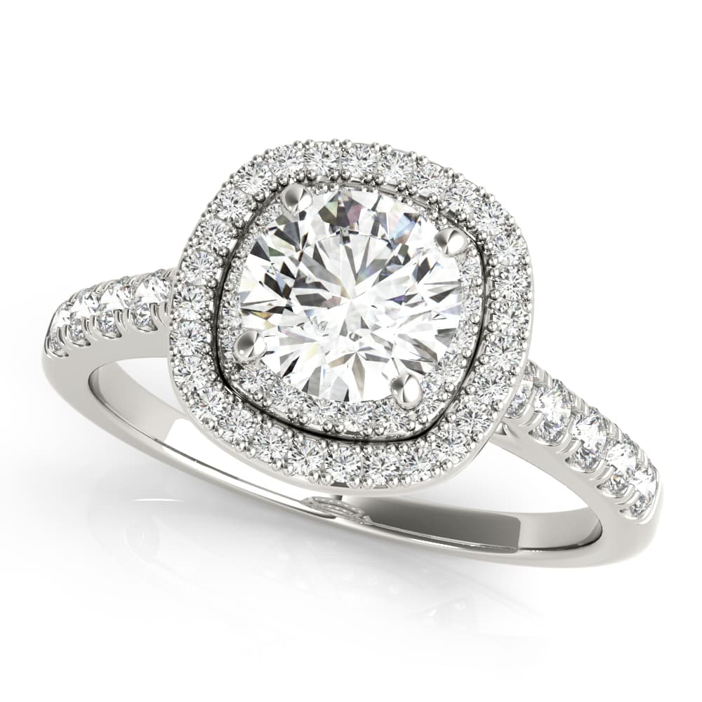 DOUBLE HALO CUSHION ENGAGEMENT RIN — style 85150 in 10k White Gold