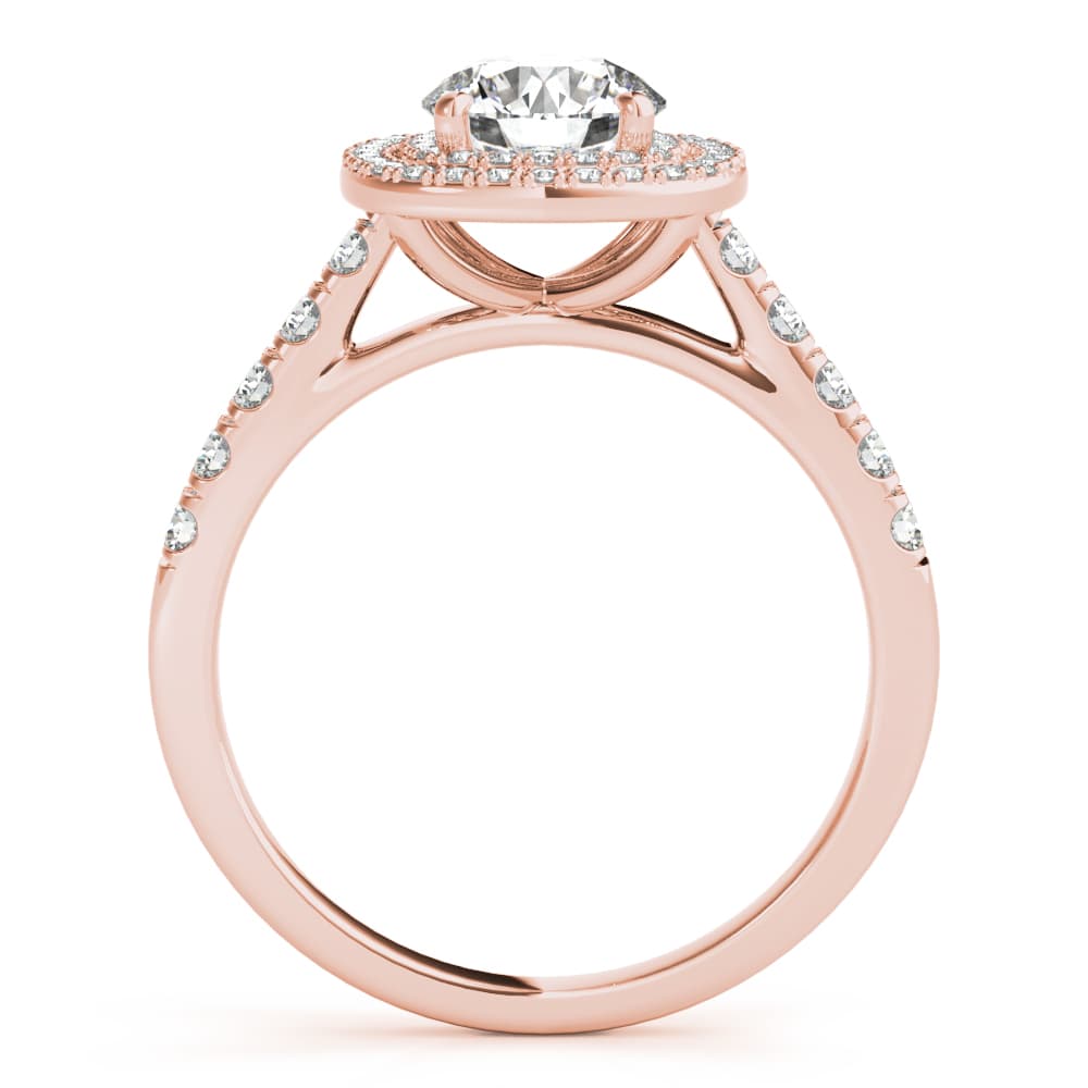 Double Halo Cushion Engagement Ring, style 85150, Side view in rose gold