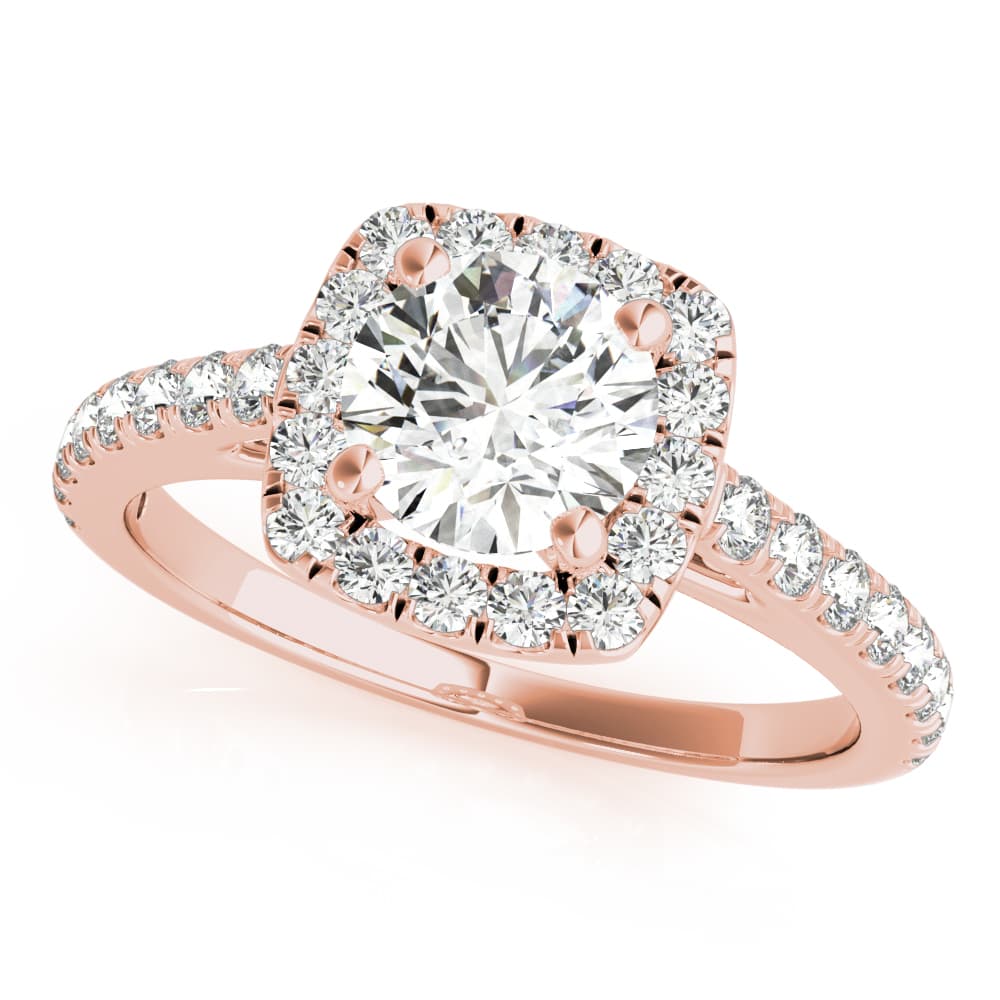 Cushion Halo Round Center, style 85151, Front view in rose gold