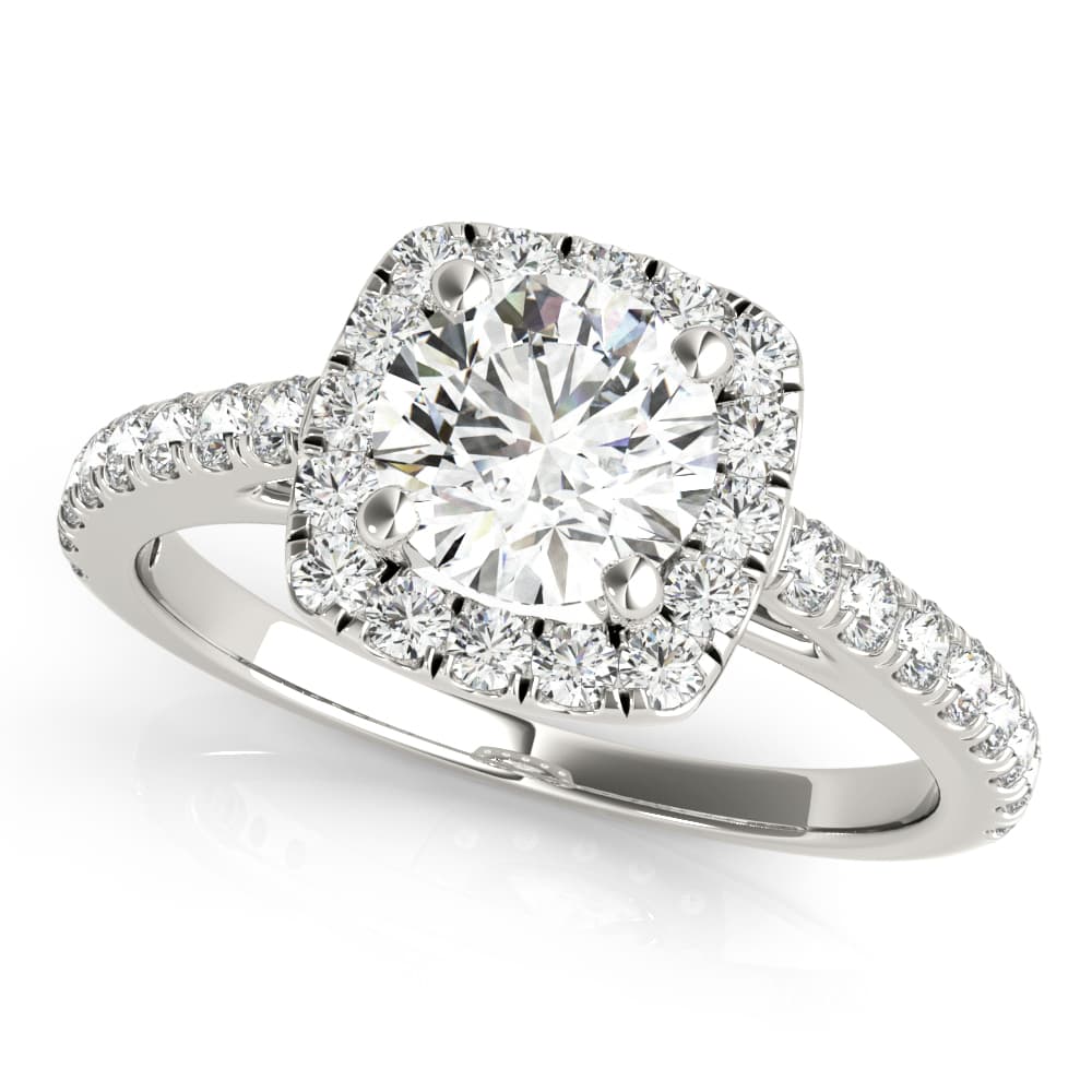 CUSHION HALO ROUND CENTER — style 85151 in 10k White Gold
