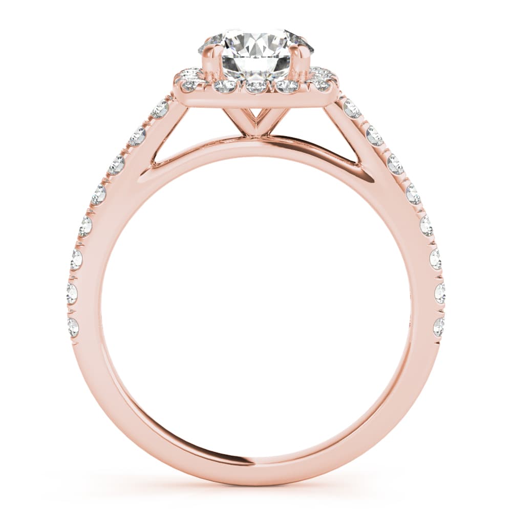 Cushion Halo Round Center, style 85151, Side view in rose gold