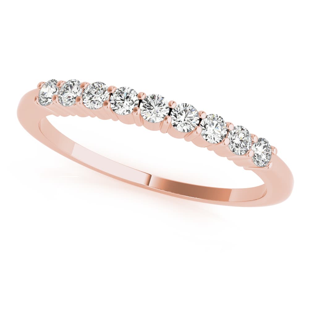 Shared Prong Wedding Bands (0.27 ct. tw.), Front view in rose gold