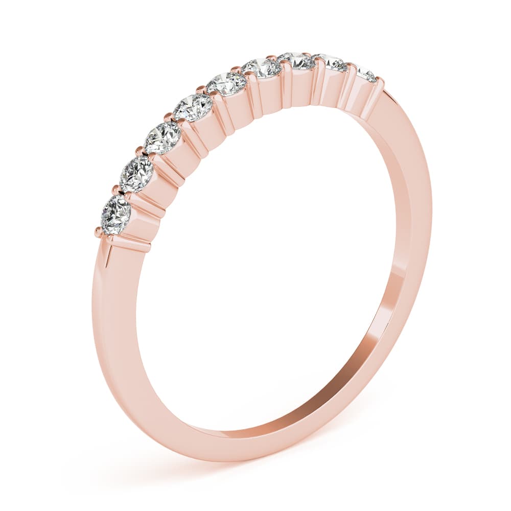 Shared Prong Wedding Bands (0.27 ct. tw.), Angle view in rose gold