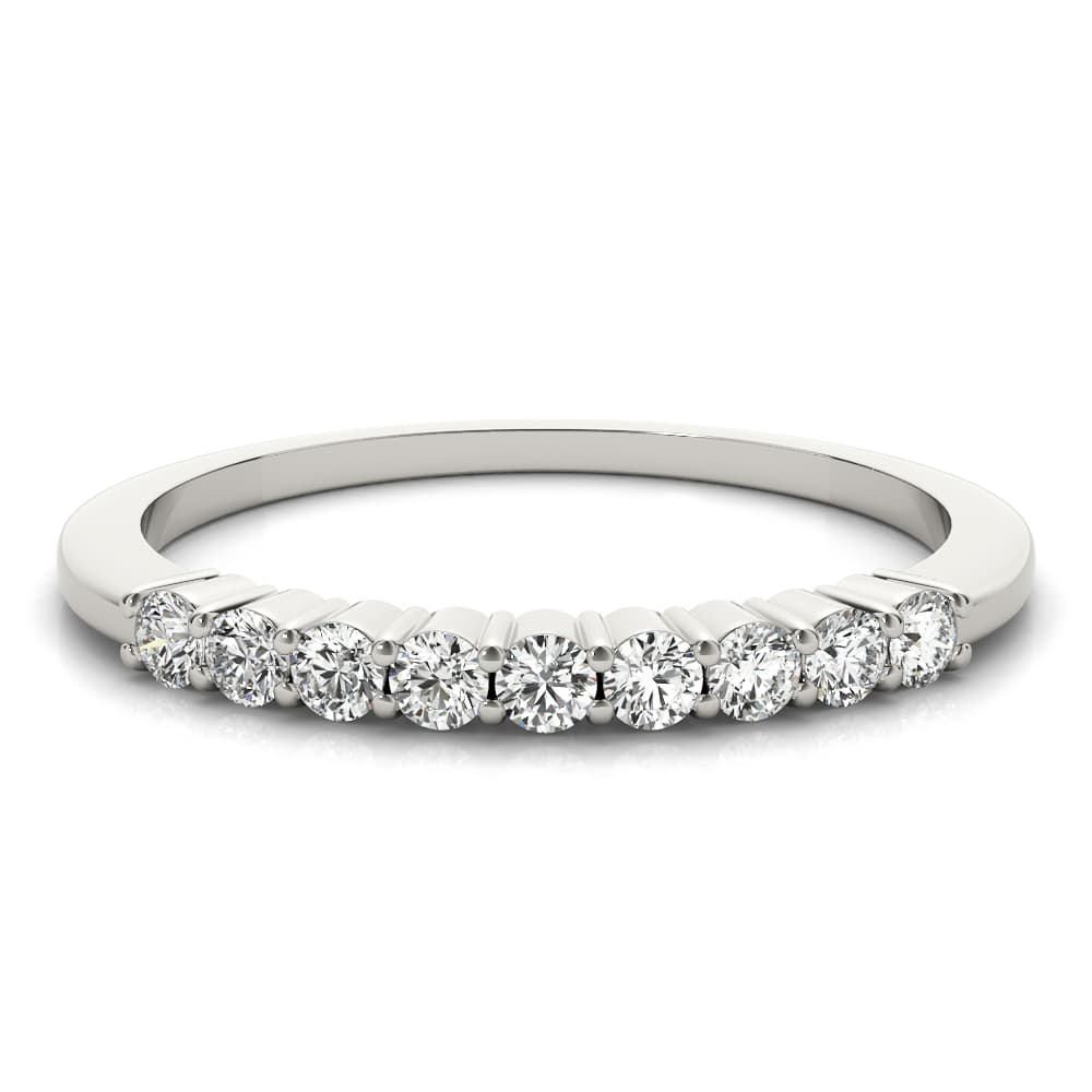 Shared Prong Wedding Bands (0.27 ct. tw.), On hand view in white gold or platinum