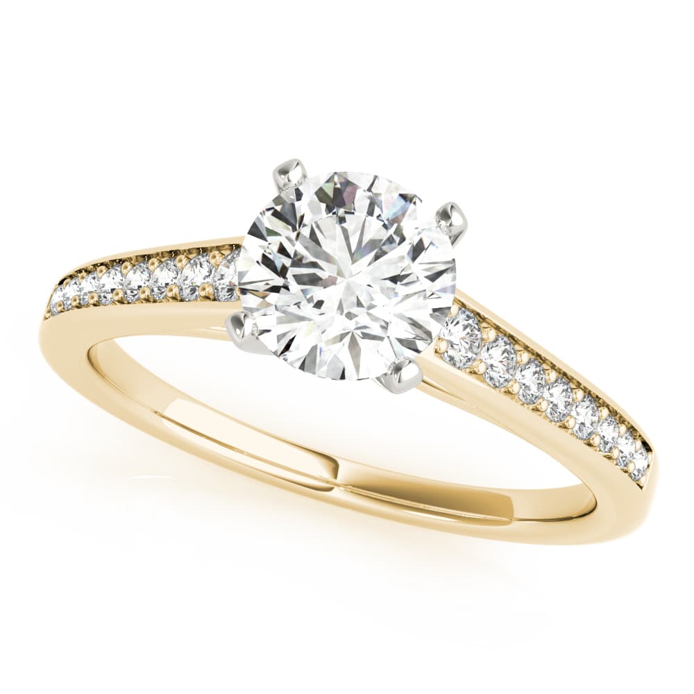 Prong In Channel Cathedral Engagement Ring, style 85153, Front view in yellow gold