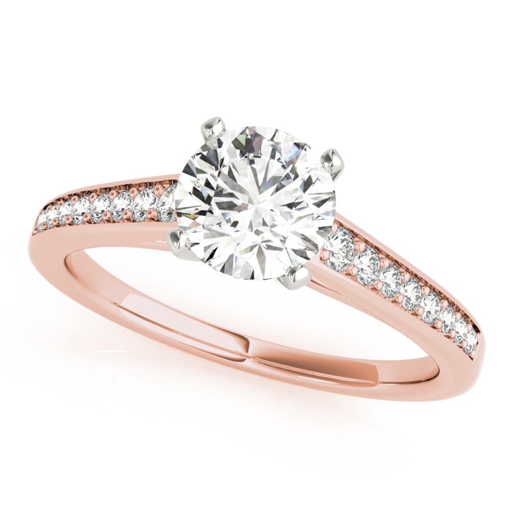 Prong In Channel Cathedral Engagement Ring, style 85153, Front view in rose gold