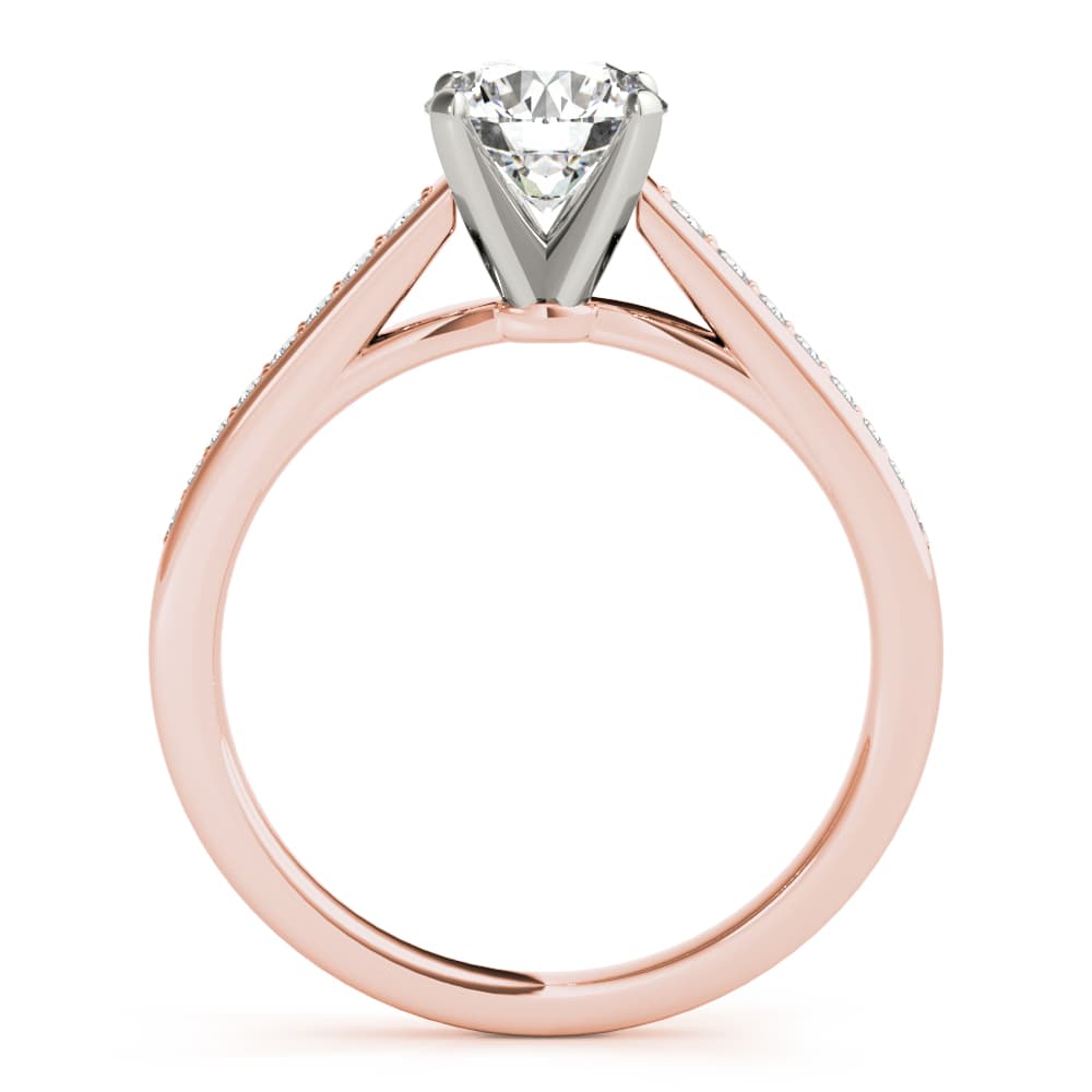 Prong In Channel Cathedral Engagement Ring, style 85153, Side view in rose gold