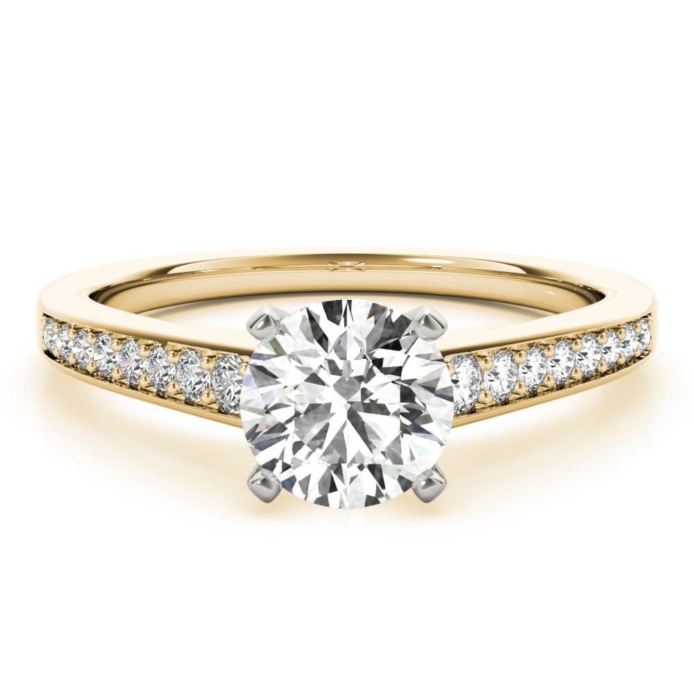 Prong In Channel Cathedral Engagement Ring, style 85153, Top view in yellow gold