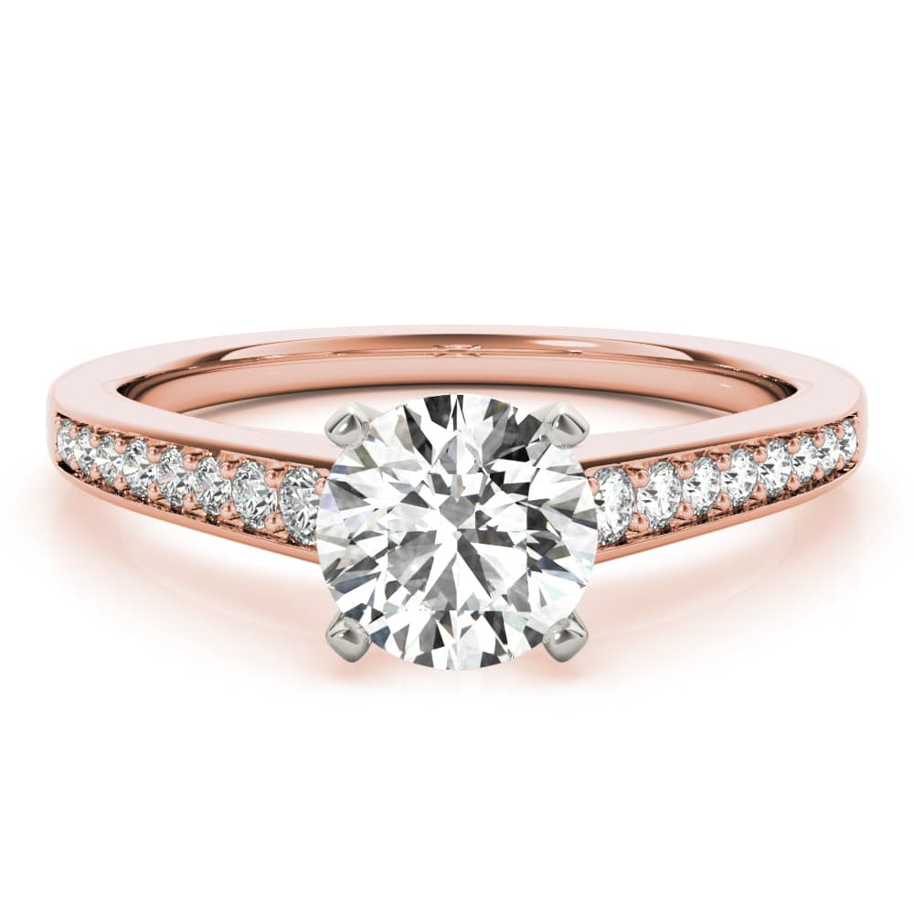 Prong In Channel Cathedral Engagement Ring, style 85153, Top view in rose gold