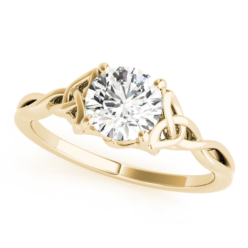 Solitaire Round Twisted Engagement Ring, style 85154, Front view in yellow gold