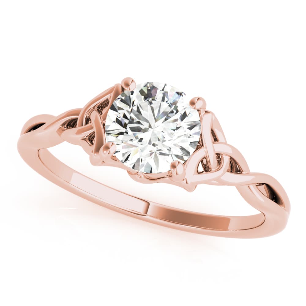 Solitaire Round Twisted Engagement Ring, style 85154, Front view in rose gold