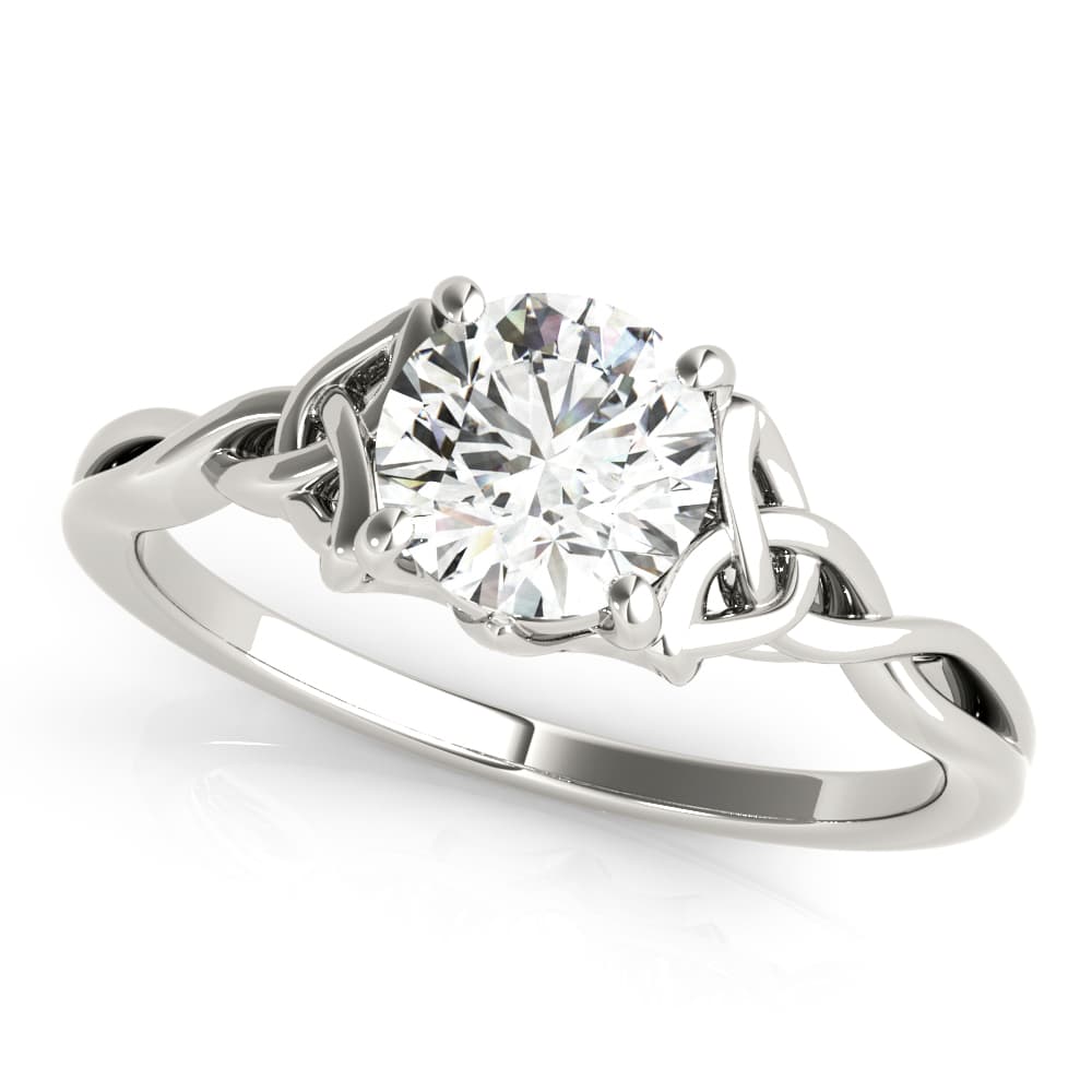 Solitaire Round Twisted Engagement Ring — style 85154 in 10k White Gold