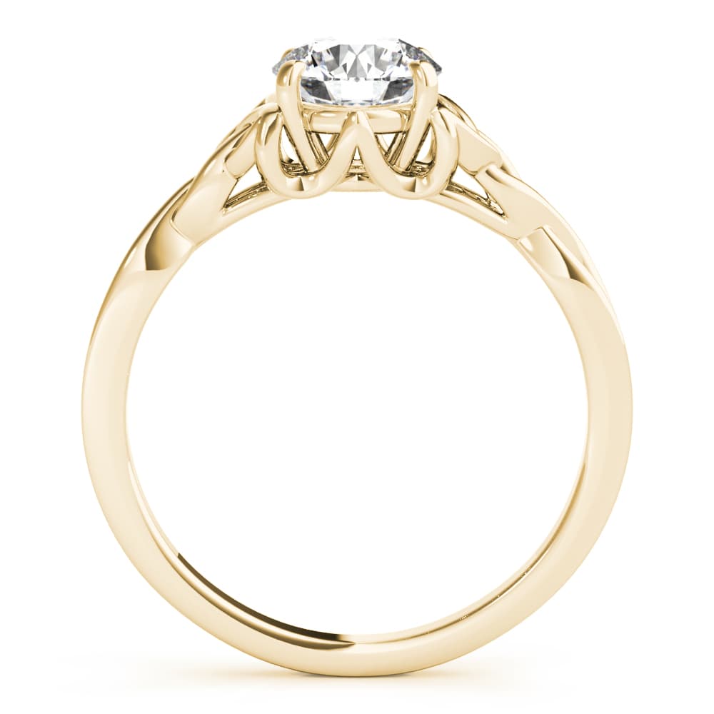 Solitaire Round Twisted Engagement Ring, style 85154, Side view in yellow gold