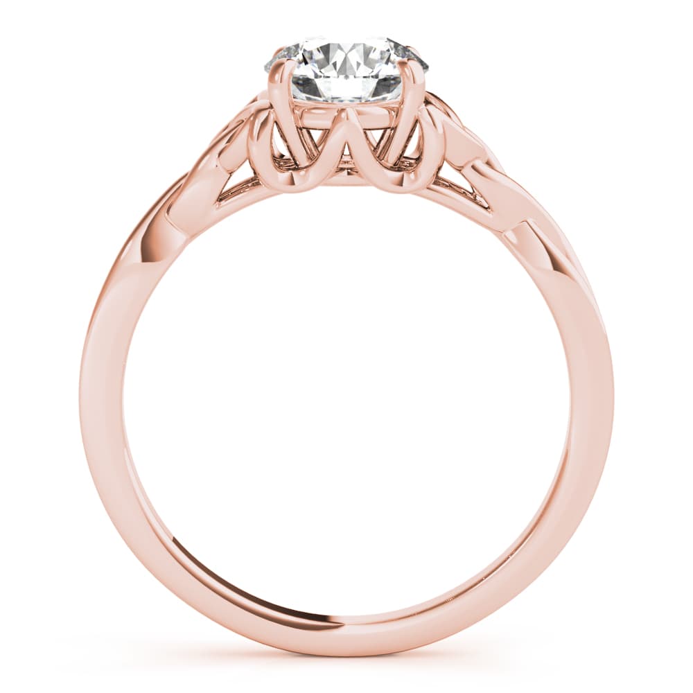 Solitaire Round Twisted Engagement Ring, style 85154, Side view in rose gold