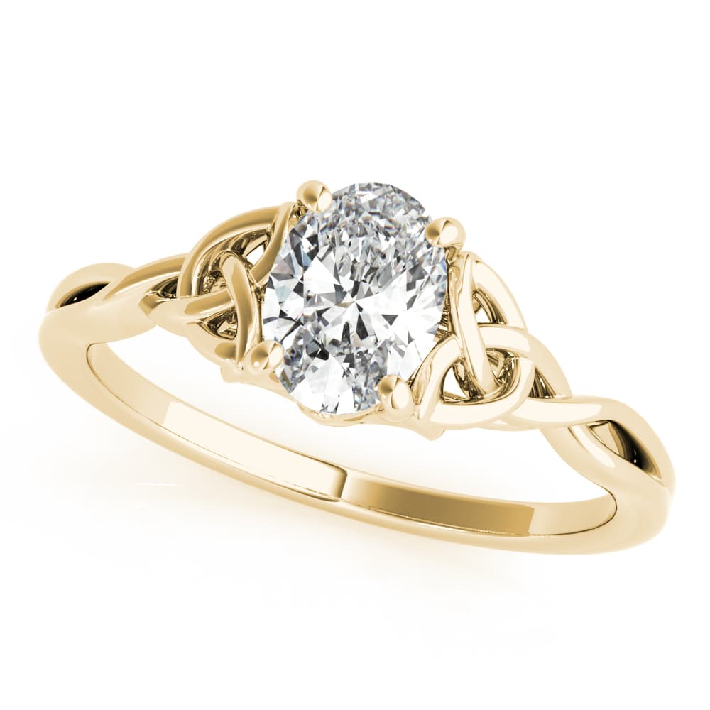 Oval-Cut Solitaire Twisted Engagement Ring, style 85155, Front view in yellow gold