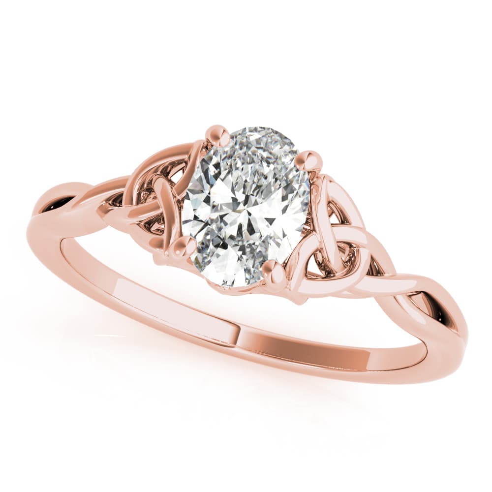 Oval-Cut Solitaire Twisted Engagement Ring, style 85155, Front view in rose gold