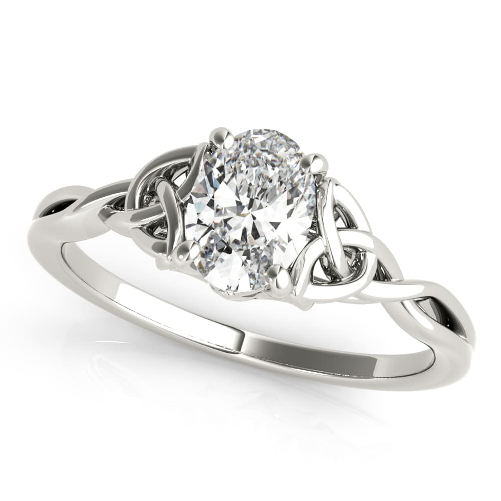 Oval-Cut Solitaire Twisted Engagement Ring — style 85155 in 10k White Gold
