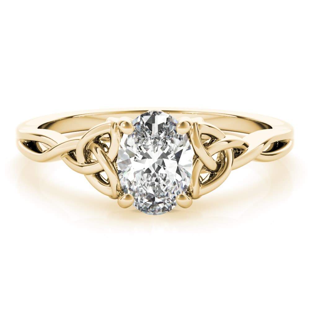 Oval-Cut Solitaire Twisted Engagement Ring, style 85155, On hand view in yellow gold