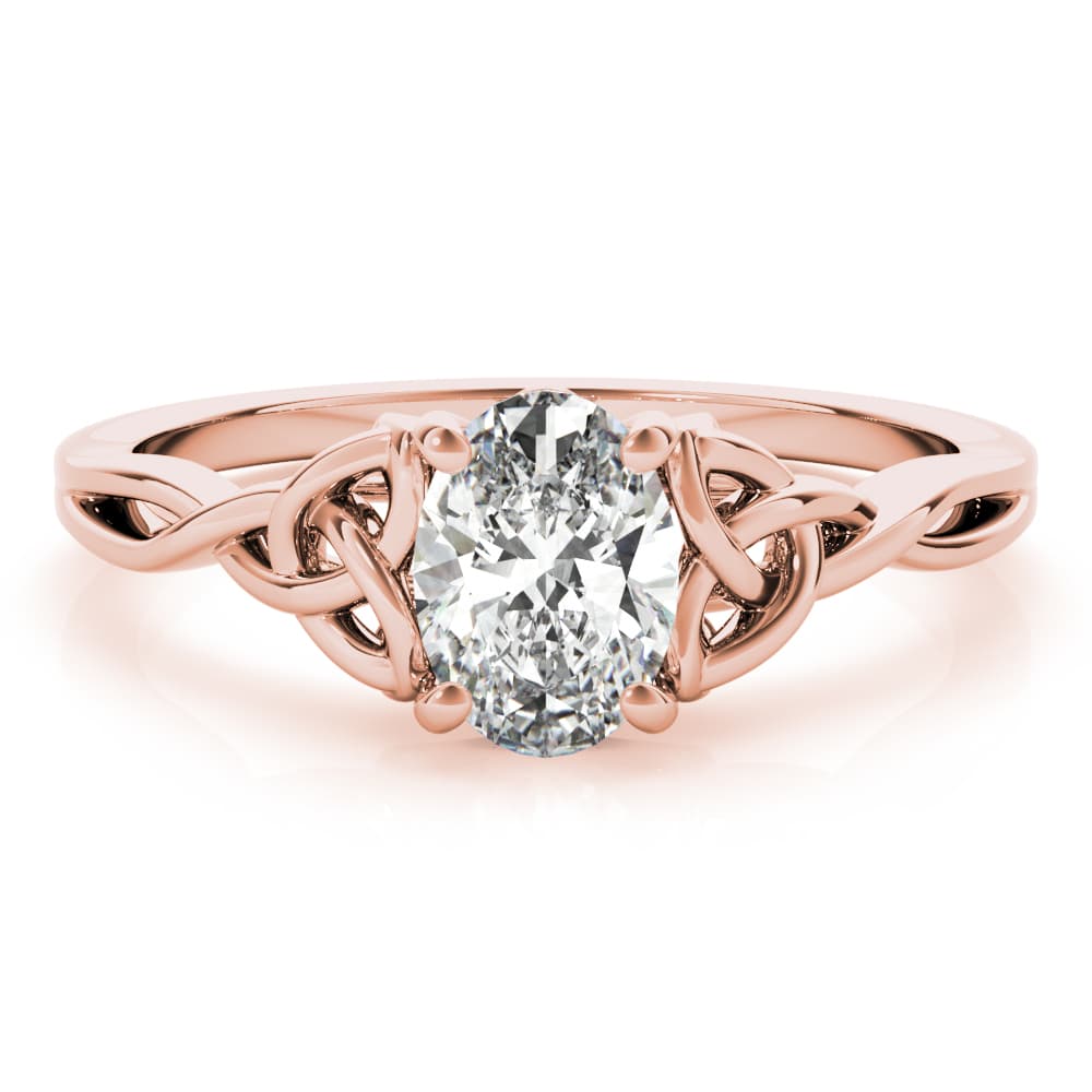 Oval-Cut Solitaire Twisted Engagement Ring, style 85155, On hand view in rose gold