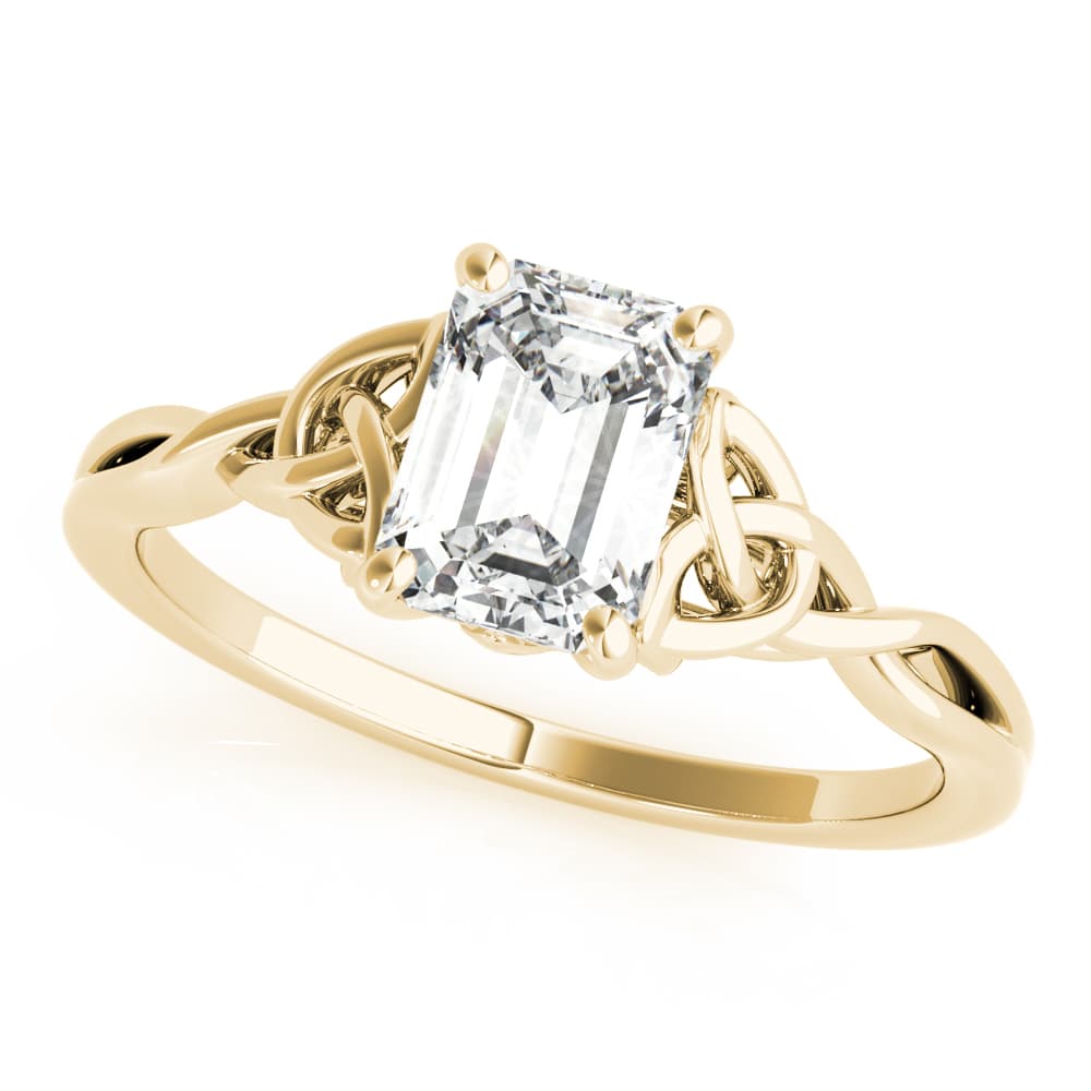 Emerald Cut Color Solitaire, style 85156, Front view in yellow gold