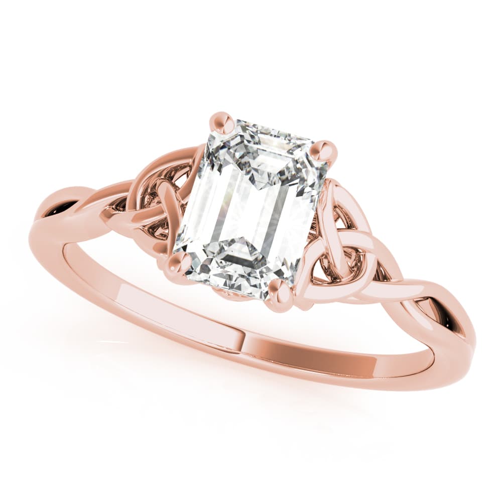 Emerald Cut Color Solitaire, style 85156, Front view in rose gold