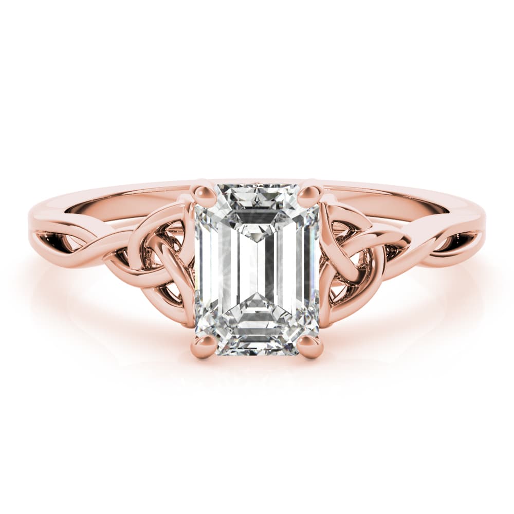 Emerald Cut Color Solitaire, style 85156, On hand view in rose gold