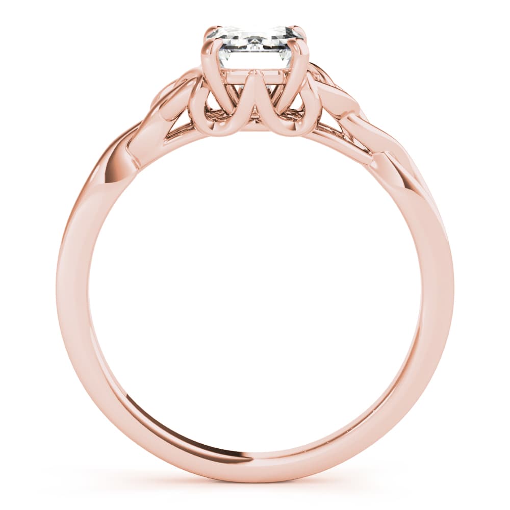 Emerald Cut Color Solitaire, style 85156, Side view in rose gold
