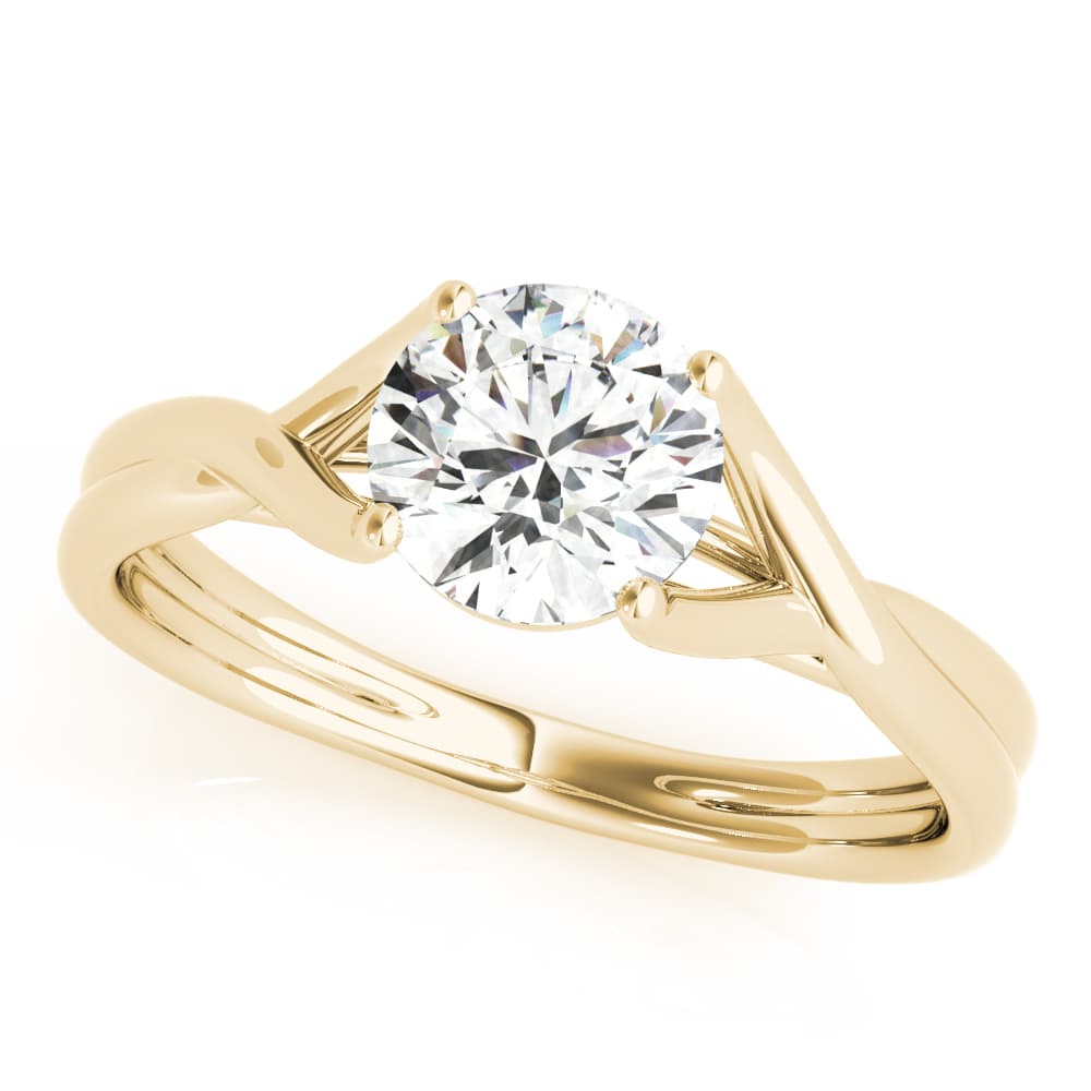 Round Solitaire, style 85157, Front view in yellow gold
