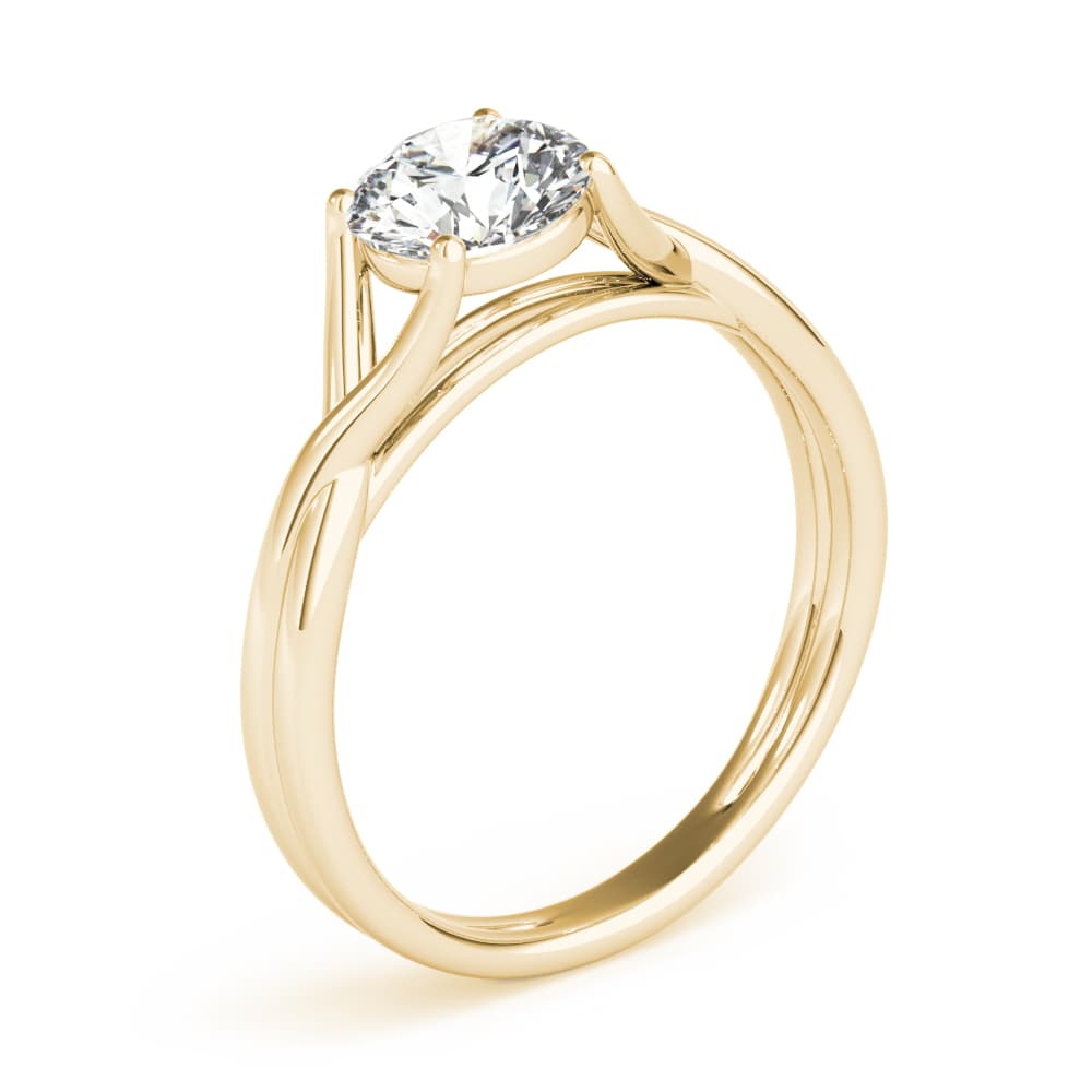 Round Solitaire, style 85157, Angle view in yellow gold