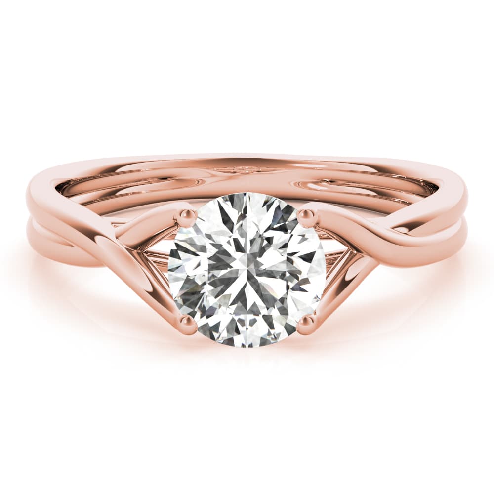 Round Solitaire, style 85157, Top view in rose gold