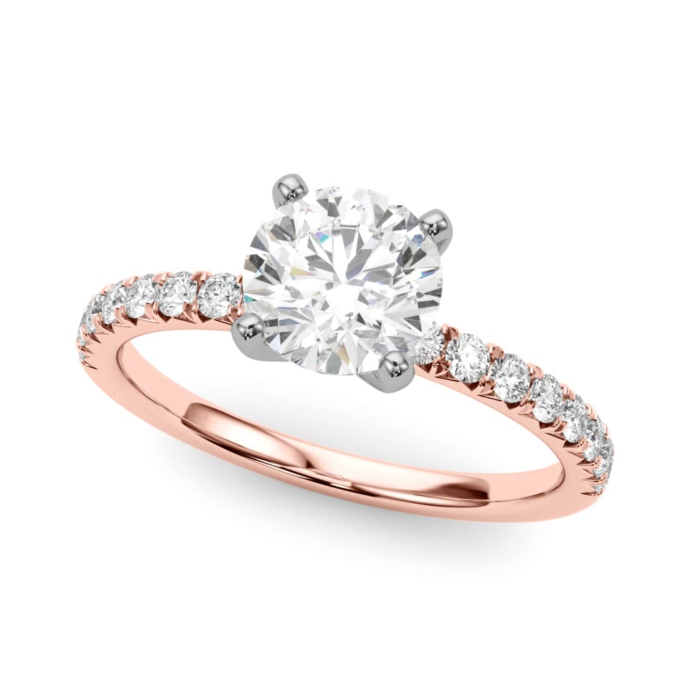 Accented Round Engagement Ring, style 85158, Front view in rose gold
