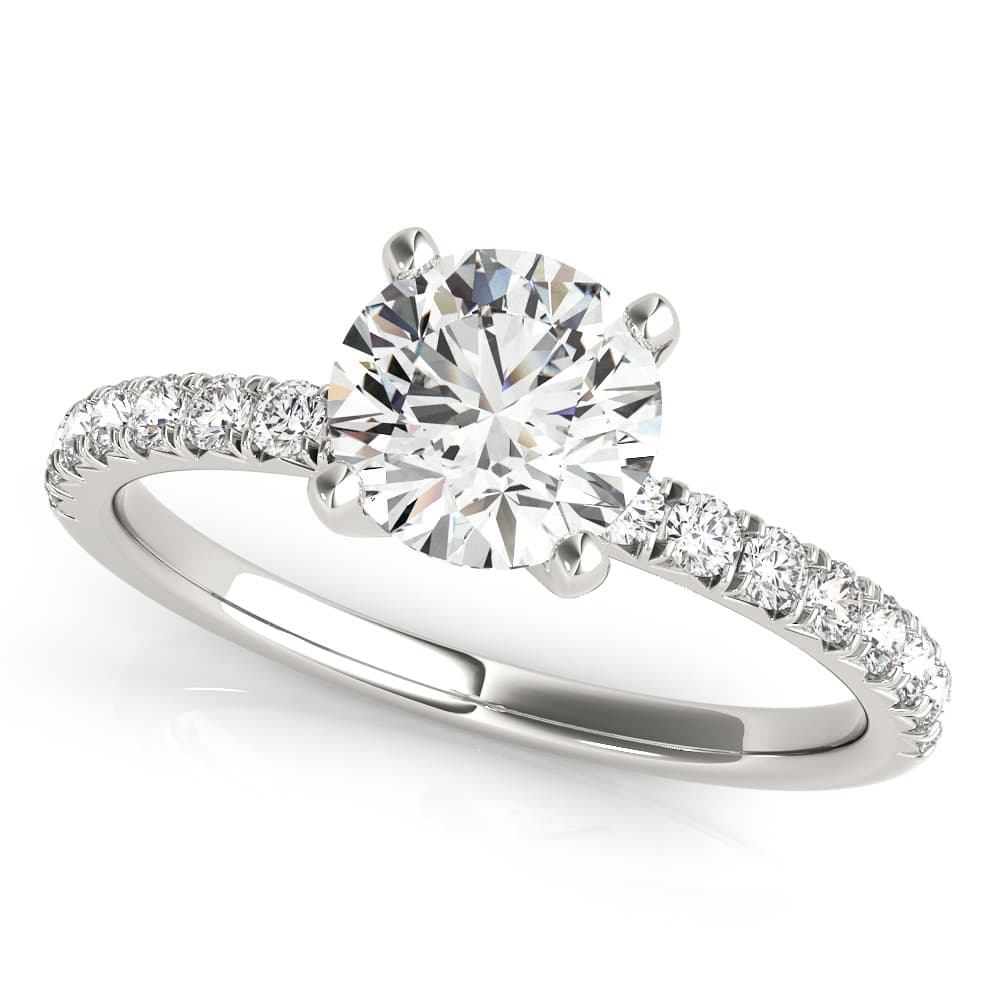 Accented Round Engagement Ring — style 85158 in 10k White Gold