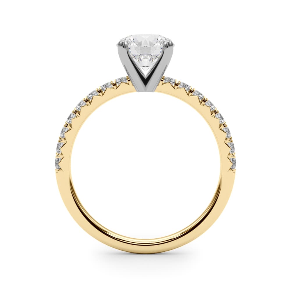 Accented Round Engagement Ring, style 85158, Side view in yellow gold