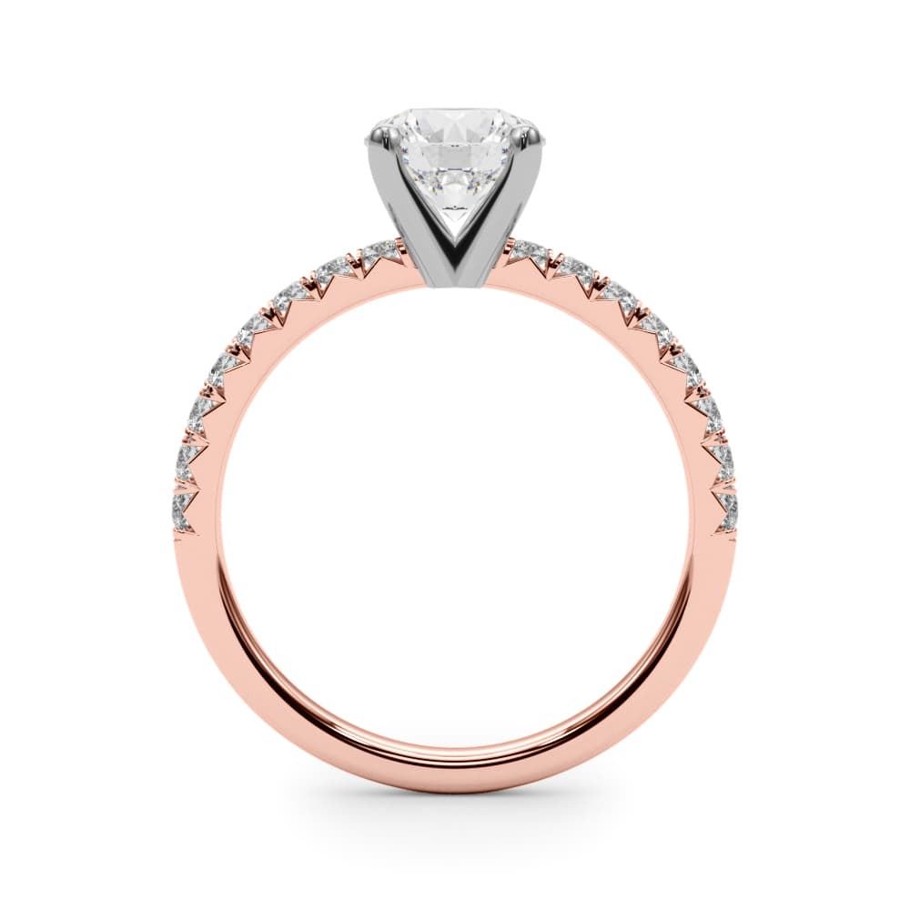 Accented Round Engagement Ring, style 85158, Side view in rose gold