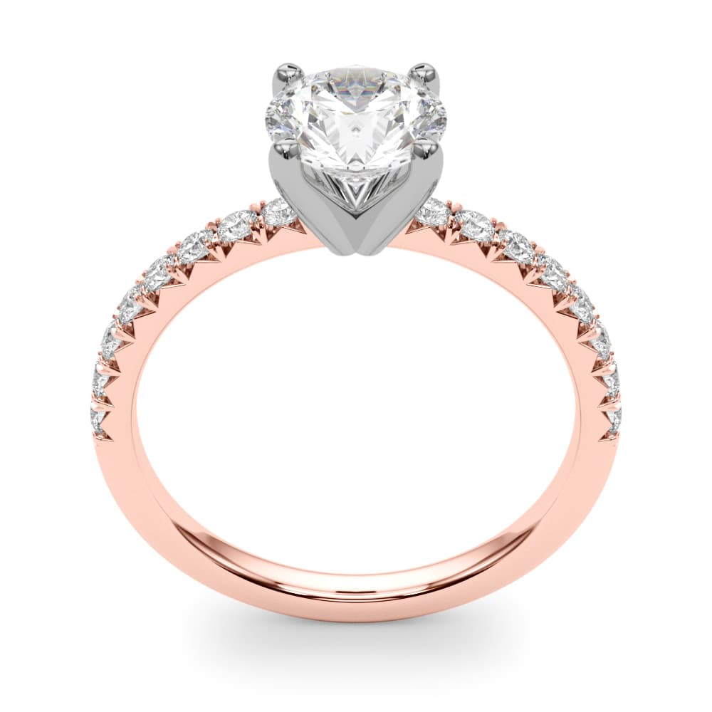 Accented Round Engagement Ring, style 85158, Top view in rose gold