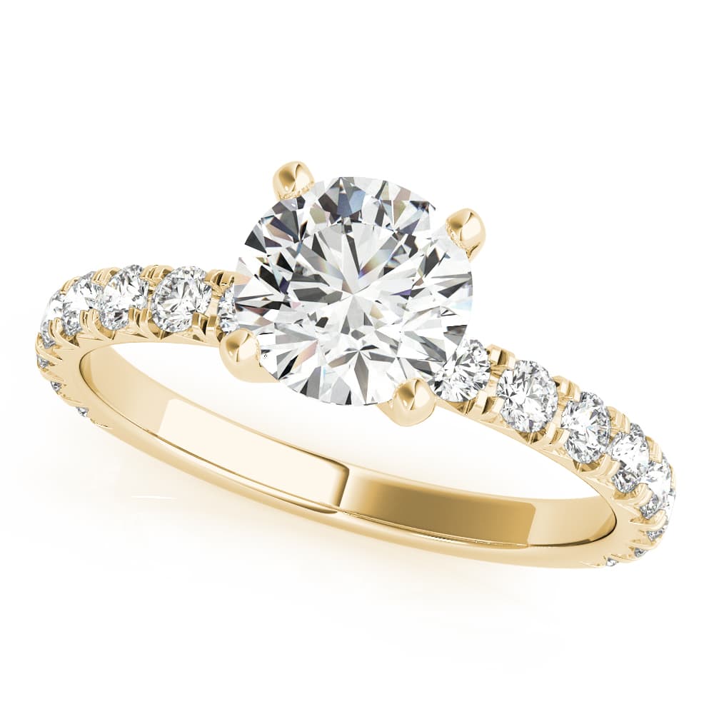 French Cut Round Engagement Ring, style 85159, Front view in yellow gold